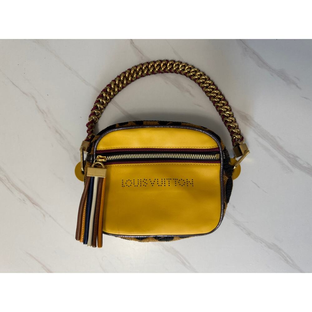 Vintage Louis Vuitton Limited Edition Savane Flight Mini Bag Yellow Leopard